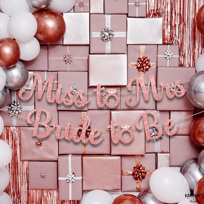 KatchOn, Rose Gold Miss to Mrs Bride to Be Banner - Image 6
