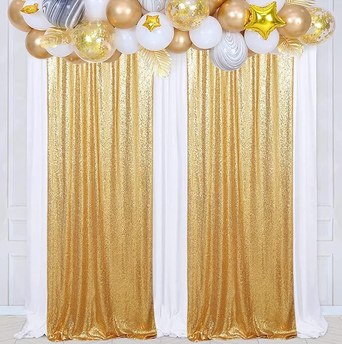 Poise3EHome Gold Sequin Backdrop Curtains, 2 Panels Gold Sequin Backdrop - Image 8