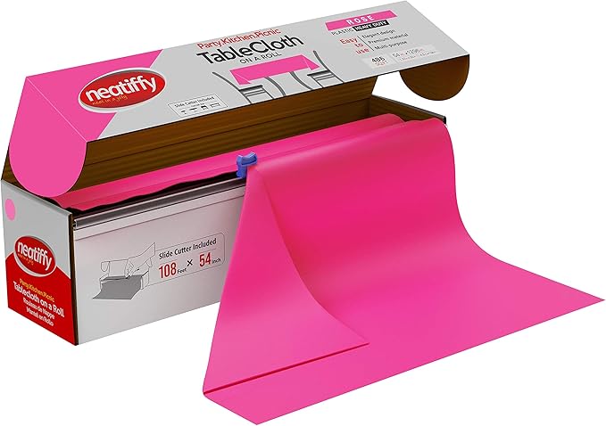 Neatiffy Disposable Plastic Table Cloth Roll | 54 in x 108 Ft Waterproof by NEATIFFY