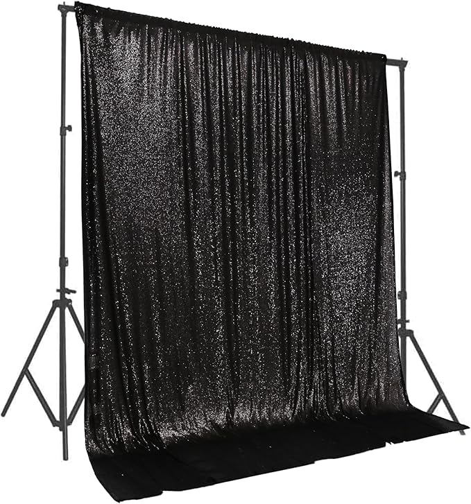 PartyDelight Black Sequin Backdrop Curtains 8FT X 8FT Sparkly - Image 6