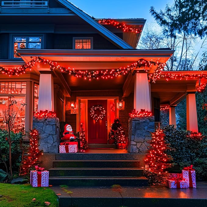 JMEXSUSS 600 LED Red Halloween Lights Outdoor Indoor, 168Ft Red Christmas - Image 7