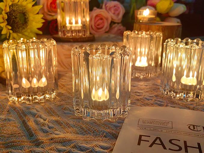 GOLDEAL 6Pcs Clear Glass Votive Candle Holders Tealight Holders Decorative - Image 6