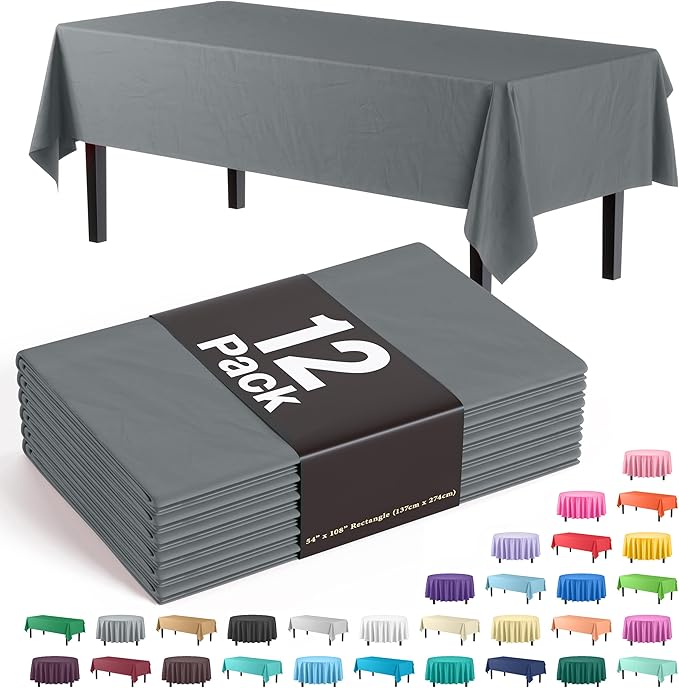Exquisite 12-Pack Premium Plastic Tablecloth 54 Inch. x 108 Inch. Rectangle by Exquisite