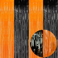 Foil Fringe Curtains-4 Pack of 3.2x8.2ft Orange Black Foil Fringe Curtains by EUFARS