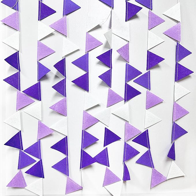 Purple Party Decorations Ombre Lavender Felt Hanging Triangle Mini Bunting - Image 4