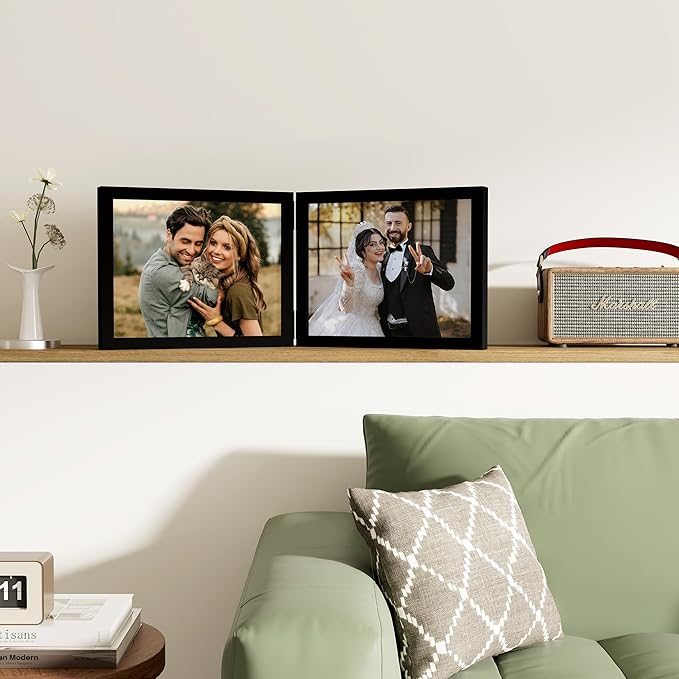 decorUhome Double 10x8 Picture Frame Vertical, Engineered Wood Bifold Photo - Image 8