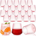 Suclain 50 Pcs Plastic Wine Glasses Pink Ribbed Stemless Wine 14oz Vertical by Suclain