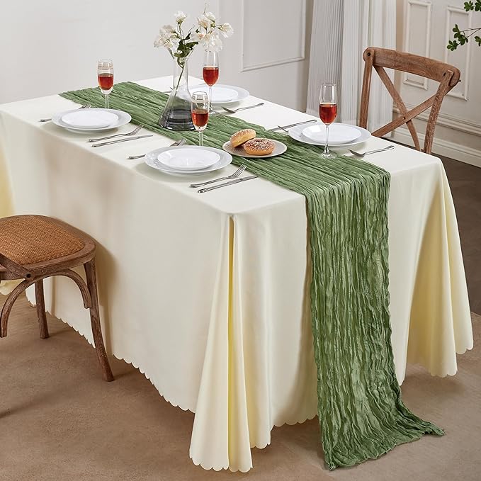 24 Pack Sage Green Cheesecloth Table Runner 10FT Long Boho Gauze Table Runner - Image 7