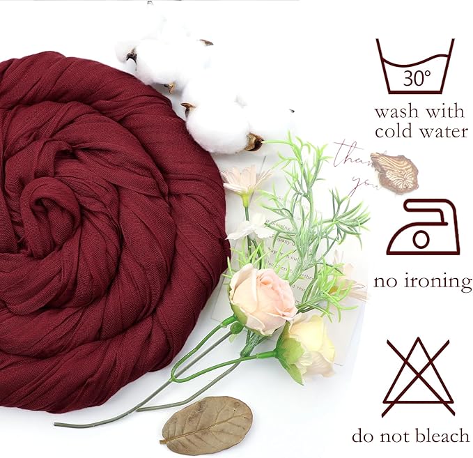 12 Pack Burgundy Cheesecloth Fall Table Runner 10ft Boho Gauze Fabric Cheese - Image 5