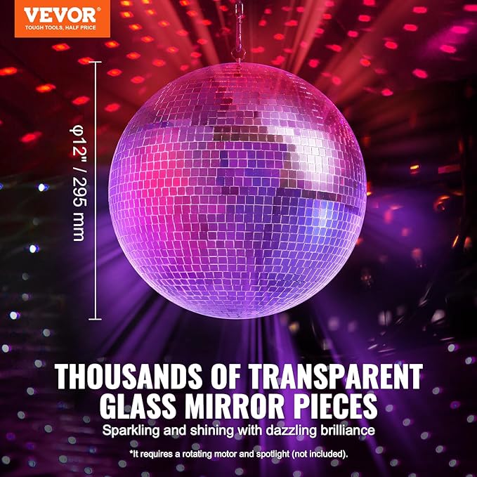 VEVOR Mirror Disco Ball, 12 Inch Mirror Ball - Image 2