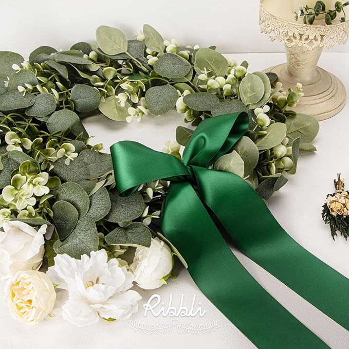 Ribbli Forest Green Double Faced Satin Ribbon, 2” x Continuous 10 Yards - Image 3