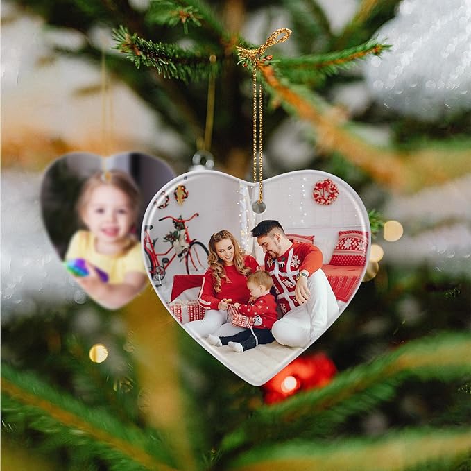 Personalized Christmas Ornaments 2025, Ceramic Heart Customized Photo Text - Image 4