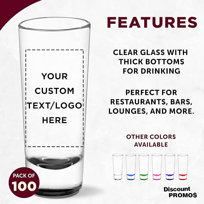 Custom Cordial Shooter Shot Glasses 2 oz. Set of 100, Personalized Bulk Pack - Image 2