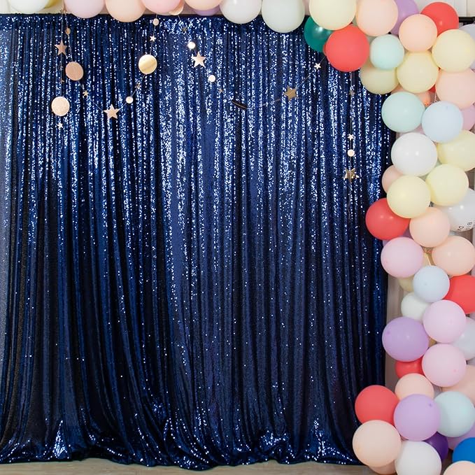 ShiDianYi Navy Blue Sequin Backdrop Curtain 10FTX10FT Photo Backdrops Shimmer by ShiDianYi