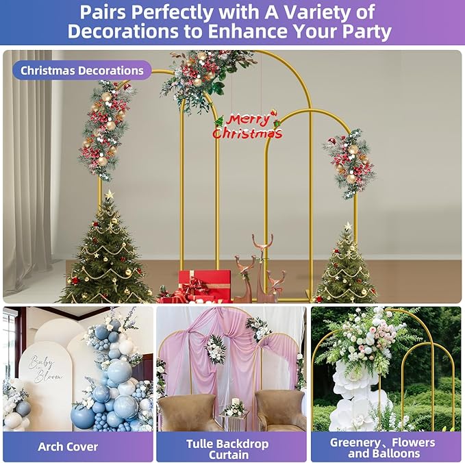 HEMMOTOP Metal Arch Backdrop Stand, Baby Shower - Image 7