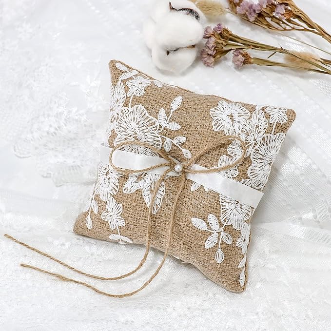 Ring Bearer Pillows Lace Bow Flower - Image 4
