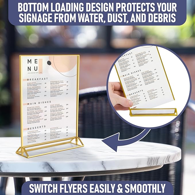 Gold Picture Frames Double-Sided, Menu Holders, and Photo Displays - Image 4