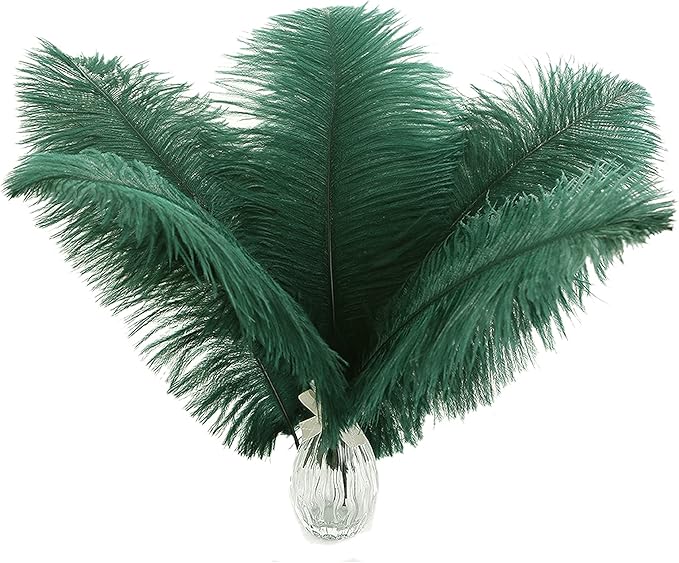 Ballinger Blackish Green Ostrich Feathers Bulk- 24pcs 12-14inch Big Feathers by Ballinger