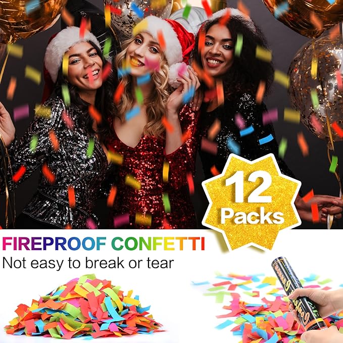 Confetti Cannon Multicolor 12 Pack Biodegradable Confetti Popper Party Confetti - Image 8