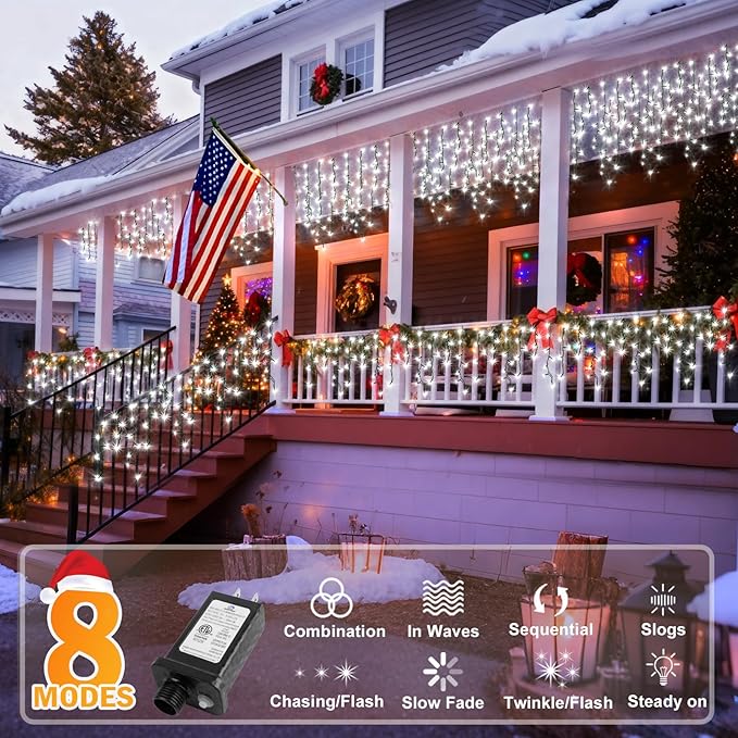 KNONEW 33FT 400 LED Christmas Lights Outdoor Black Wire String Lights - Image 3