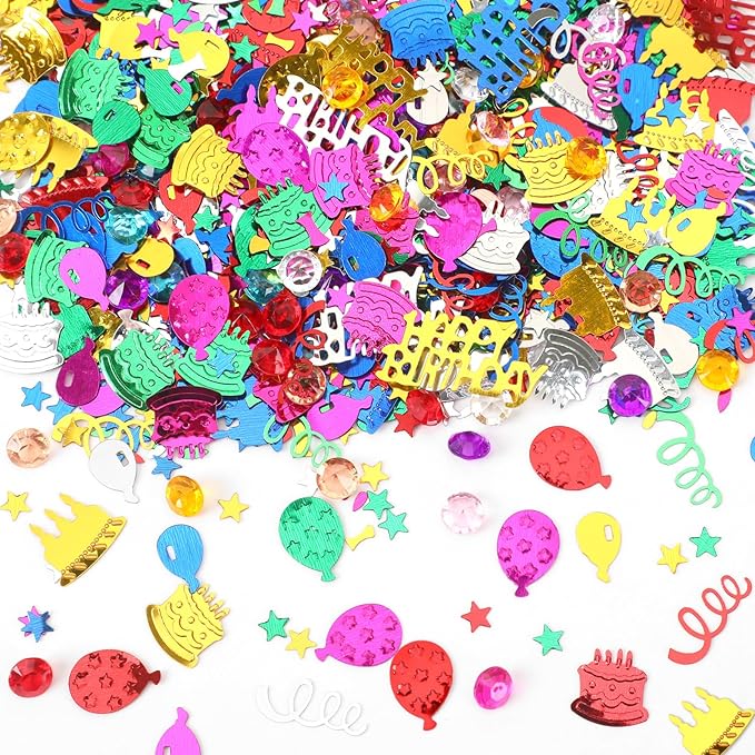 MARFOREVER Happy Birthday Glitter Confetti, Birthday Party Metallic Foil Table by MARFOREVER