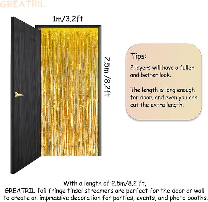 Gold Fringe Curtain Tinsel Backdrop - Image 4