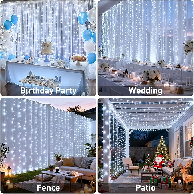 JMEXSUSS 900LED Christmas Curtain Lights Outdoor - Image 8