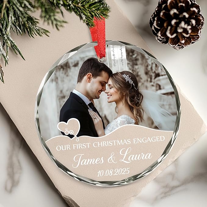 Personalized Our First Christmas Engaged Ornaments - Image 3