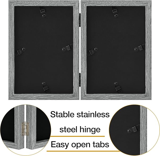 decorUhome Double 5x7 Picture Frame Vertical, Engineered Wood Bifold Photo Frame - Image 9