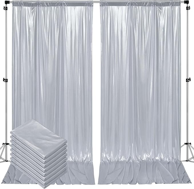 Outpain Thick 40 ft x 10 ft Silver Sequin Backdrop Curtain by Outpain