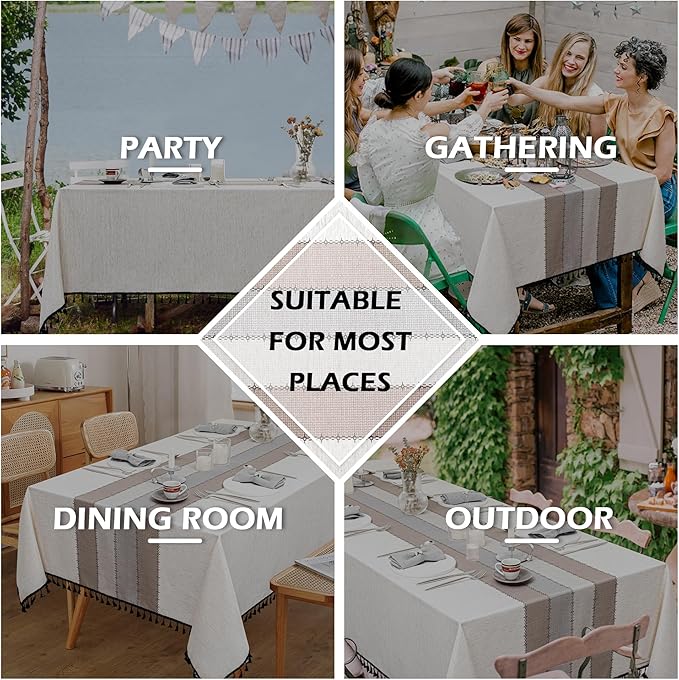 MYSKY HOME Table Cloth 60x84 in Rectangle, Heavy Duty Linen Look Waterproof - Image 7