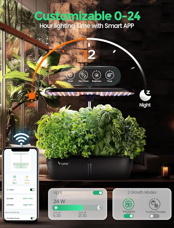 LETPOT LPH-Lite Hydroponics Growing System, 12 Pods Smart Herb Garden Kit Indoor - Image 2