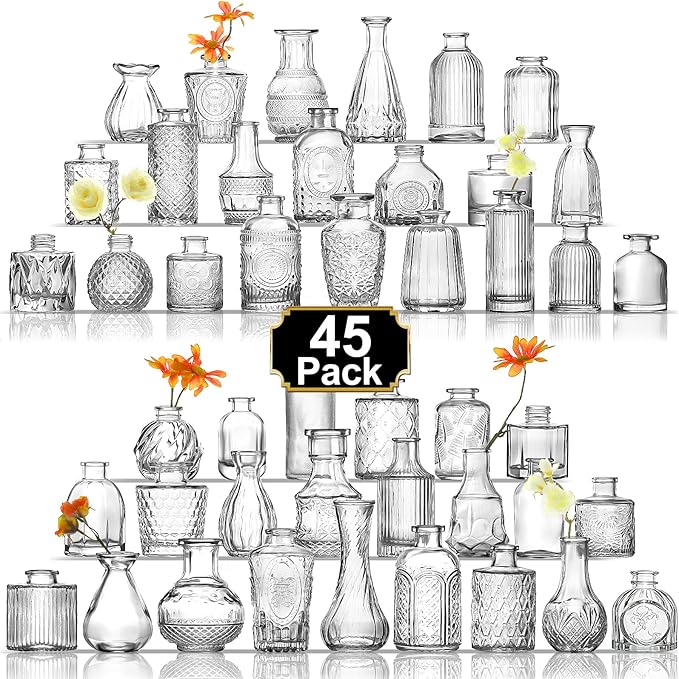Arme Bud Vase Set of 45, Mini Glass Vases by Arme