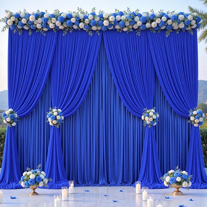 Royal Blue Tulle Backdrop Curtain by Shillance