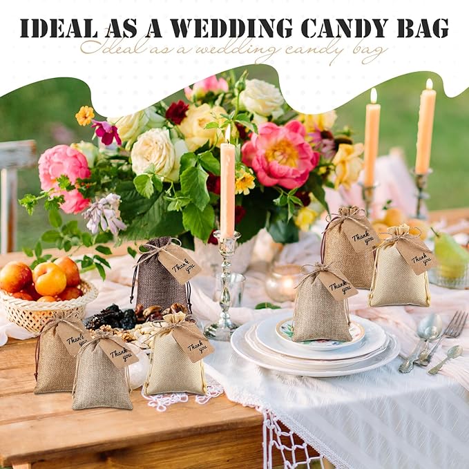 Woanger 100 Pcs Burlap Gift Bags - Image 5