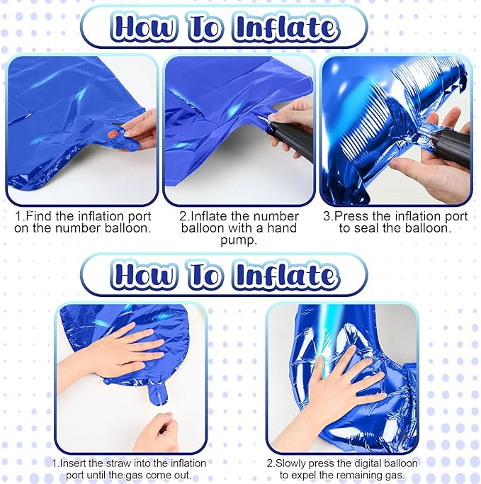 40 Inch Large Numbers Balloons 0-9, Self Inflating Navy Blue Foil Number 0 - Image 4