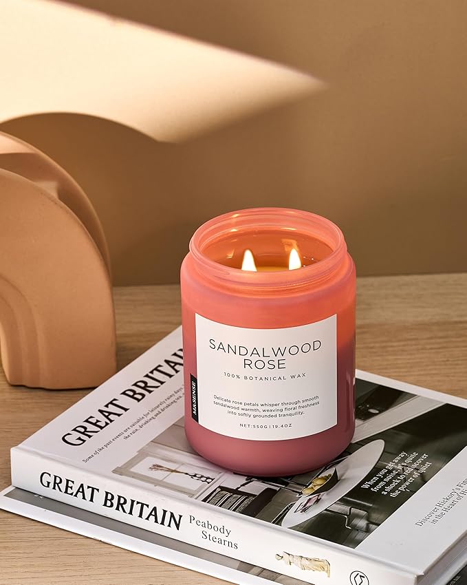 M&SENSE Sandalwood Rose Scented Candle 19.4oz 110 Hours Long Lasting Burn - Image 8