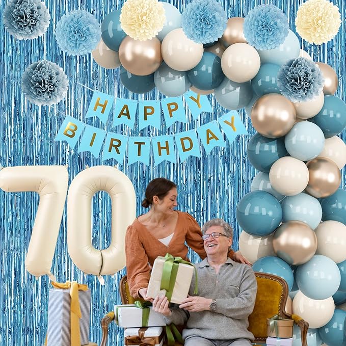 Dusty Blue 70th Birthday Party Decorations - Image 6