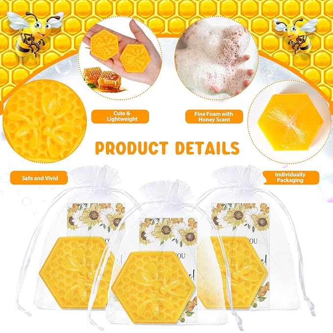 Demissle 50 Set Bee Themed Baby Shower Favors Including Honeycomb Soap - Image 3