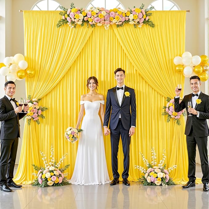 50ft x 12ft Yellow Backdrop Curtains Wrinkle Free Backdrop Curtain - Image 9