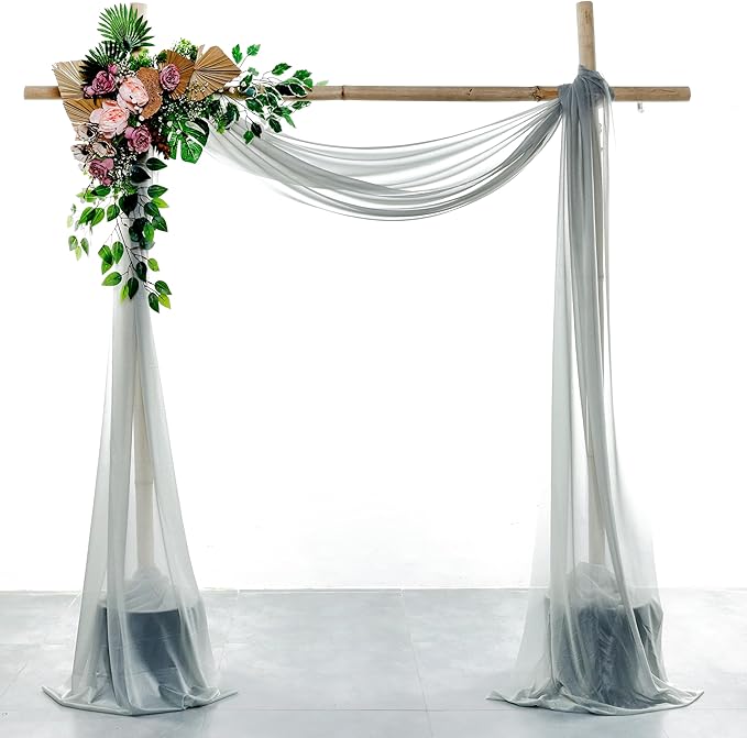 VDS Pack of 1 Panel Wedding Arch Draping Fabric Sheer Chiffon Fabric Drapery by VDS