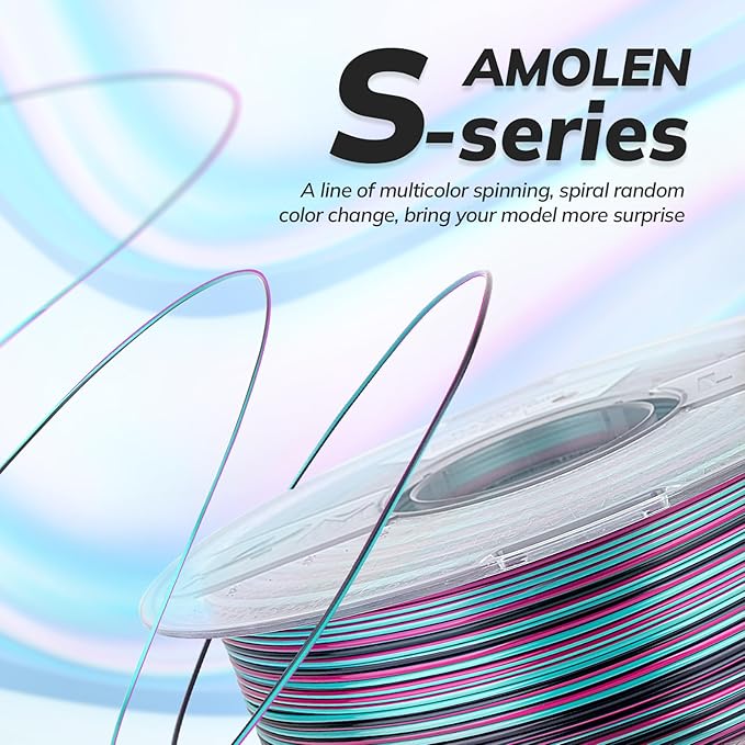 AMOLEN Silk PLA 3D Printer Filament, Shiny Multicolor Rainbow PLA Filament - Image 2