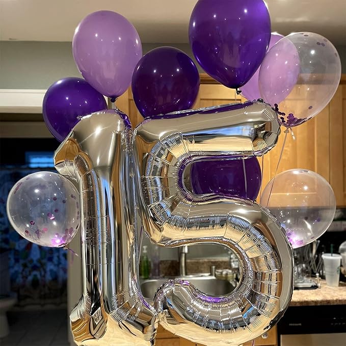 Silver 1 Balloon Number, 40 Inch Giant Helium Foil Number 0-9 - Image 4