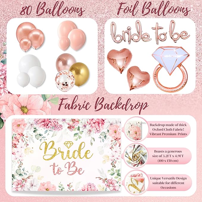 189 pc Bridal Shower Party Decorations – Balloons, Bride to Be Sash, Props – - Image 3