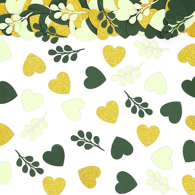200PC Sage Green Heart Confetti by Vofrise