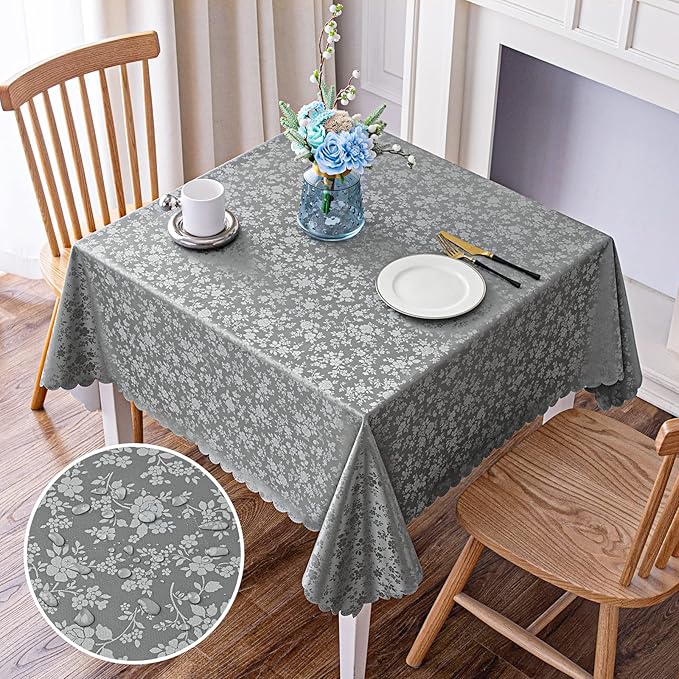 Smiry Square Table Cloth, Waterproof Heavy Duty Vinyl Tablecloths, Wipeable by Smiry