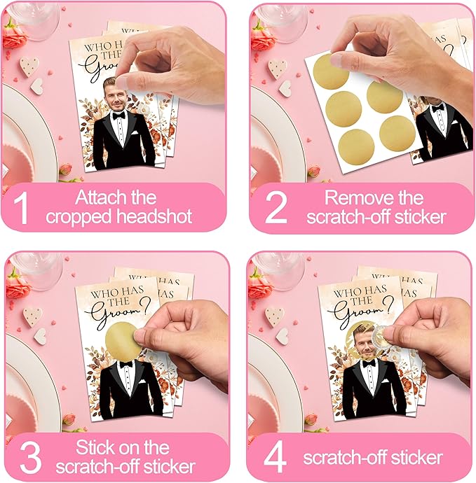Floral Bridal Shower Games，Who Has The Groom Scratch Off Card, 3.5"x 2.1" Funny - Image 6