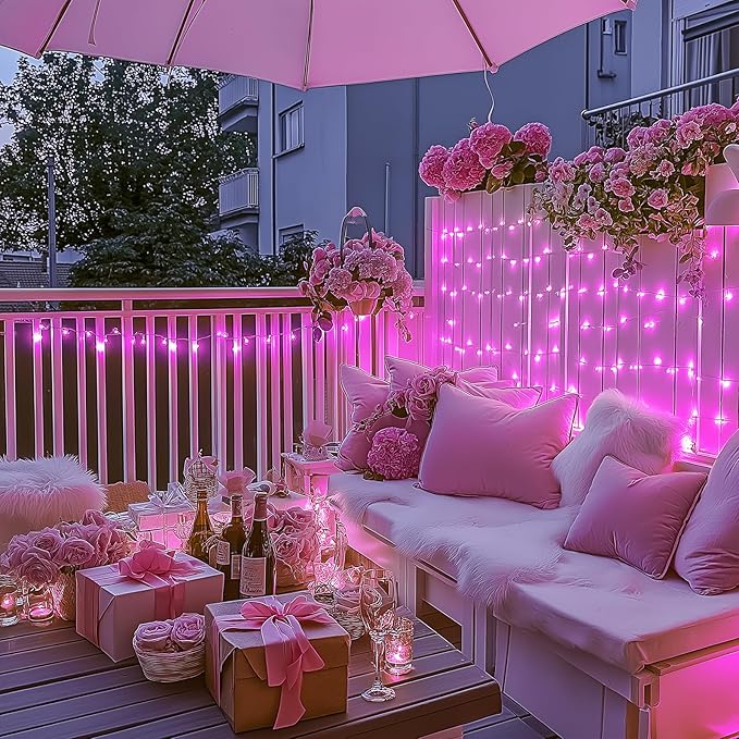 JMEXSUSS 500 LED Pink Room Lights, 8 Modes 163ft Waterproof Pink Christmas - Image 4