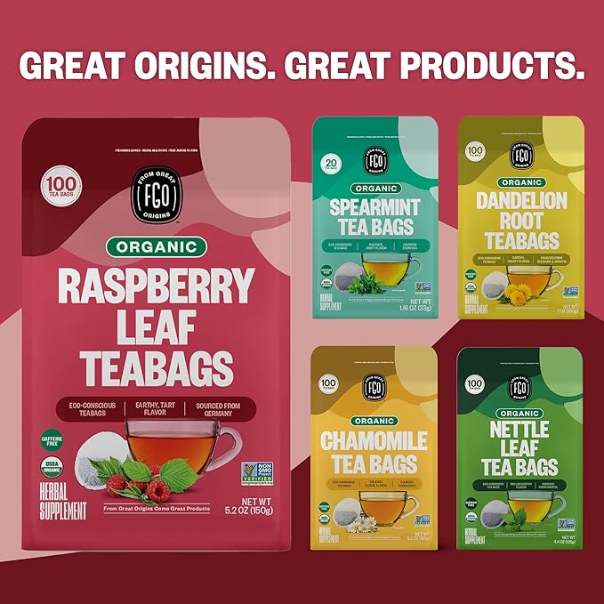 FGO Organic Red Raspberry Leaf Herbal Tea, Eco-Conscious Tea Bags, Caffeine Free - Image 7