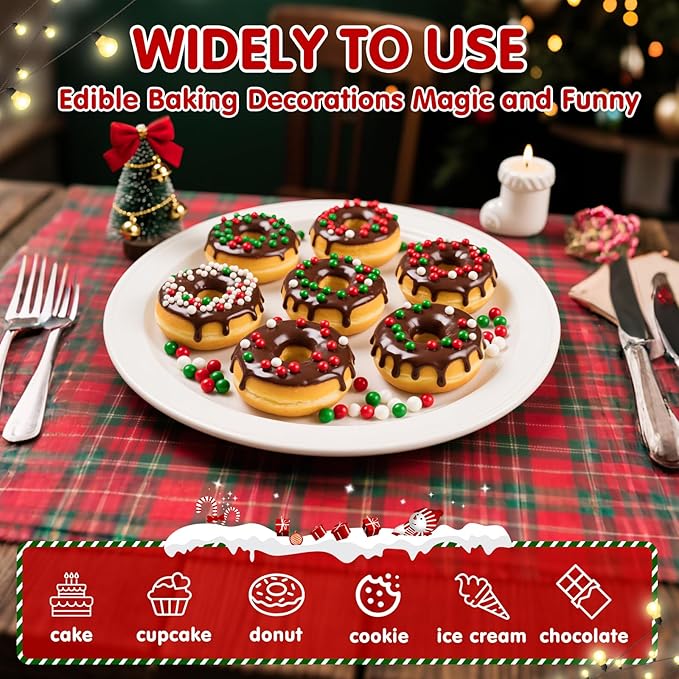 Christmas Nonpareils Sprinkles for Cake Decorating, 130g White Red and Green - Image 4
